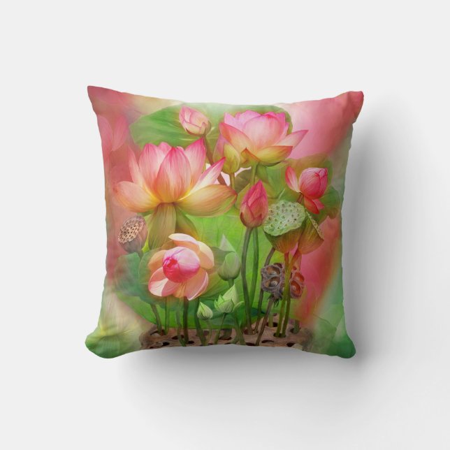 Läka lotusblomma rota den Chakra konstdekoratörn Kudde (Framsida)