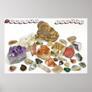 Läka stenar, ametyst, kvart, opal, tourmaline poster