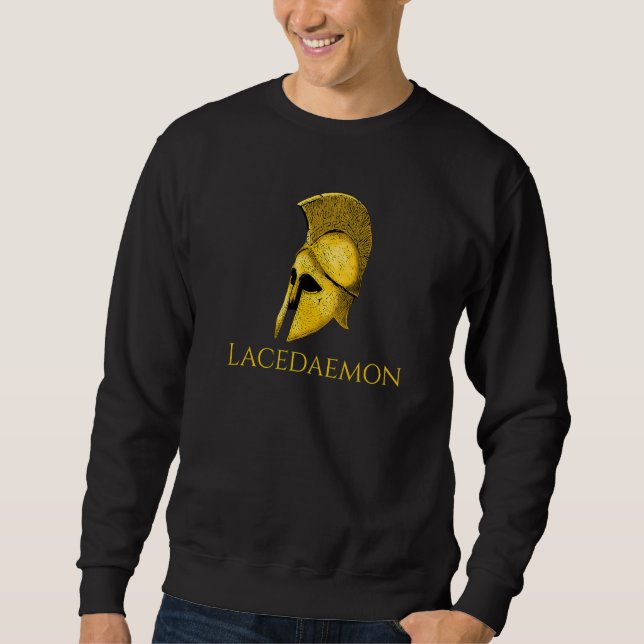 Lakadaemon Ancient Grekiska militärhistori Sparta Lång Ärmad Tröja (Framsida)