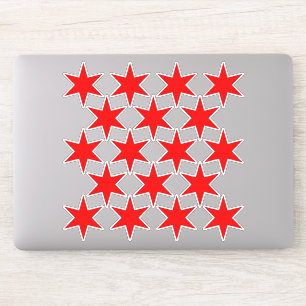 Lakan av 18 Red Chicago Flagga Stars Vinyl Sticker Klistermärken