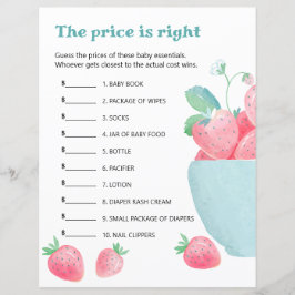 Lakan av babyduschspel, söta jordgubbar.