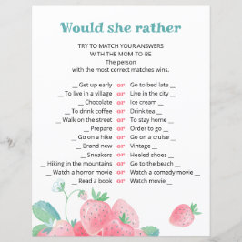 Lakan av babyduschspel, söta jordgubbar.