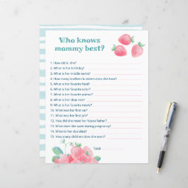 Lakan av babyduschspel, söta jordgubbar.