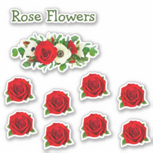 Lakan av röd rosblommor klistermärken