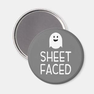 Lakan Faced Funny Halloween Party med Cute Ghost Magnet