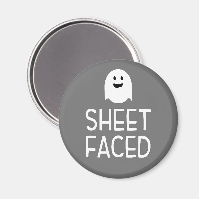 Lakan Faced Funny Halloween Party med Cute Ghost Magnet (Front/Back)