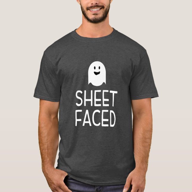 Lakan Faced Funny Halloween Party med Cute Ghost T Shirt (Framsida)