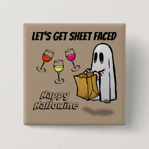 Lakan Faced Ghost Lycklig Hallowine Knapp