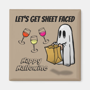 Lakan Faced Ghost Lycklig Hallowine Magnet