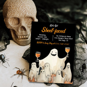Lakan-Faced Spöken Cocktails Vuxen Halloween fest Inbjudningar