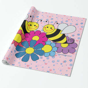 Lakan för bi- & blommadesignillustration presentpapper