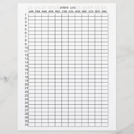 Lakan för daglig steglogg i månader för året brevhuvud