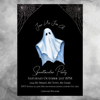 Lakan Ghost Vuxen Halloween fest gothic Black Inbjudningar