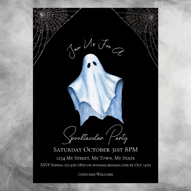Lakan Ghost Vuxen Halloween fest gothic Black Inbjudningar (Skapare uppladdad)