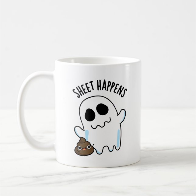 Lakan Happens Funny Ghost Pun Kaffemugg (Vänster)