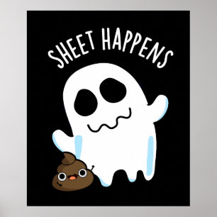 Lakan Happens Funny Ghost Pun Mörk BG Poster