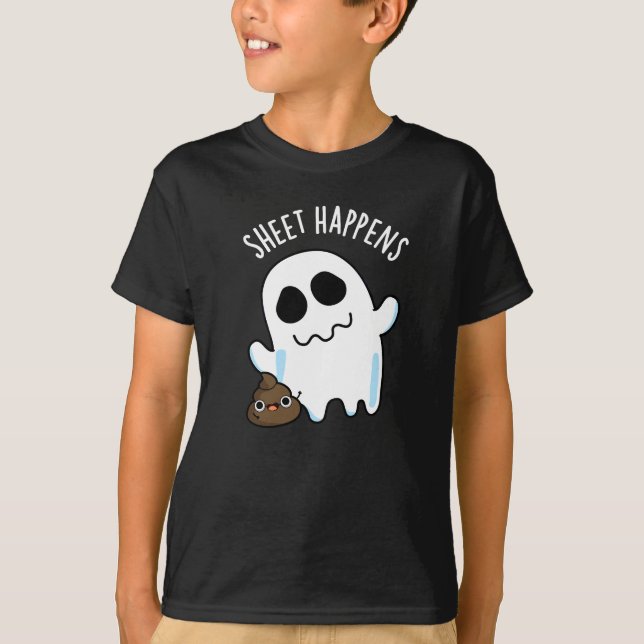 Lakan Happens Funny Ghost Pun Mörk BG T Shirt (Framsida)