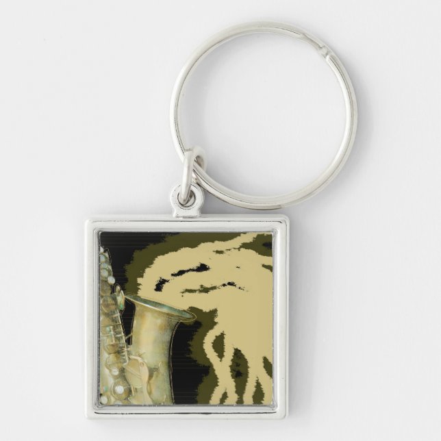 Lakan i ljud, nyckelkedja fyrkantig silverfärgad nyckelring (Framsidan)