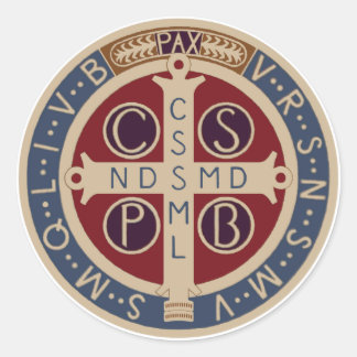 Lakan i St. Benedict Medal Stickers Runt Klistermärke