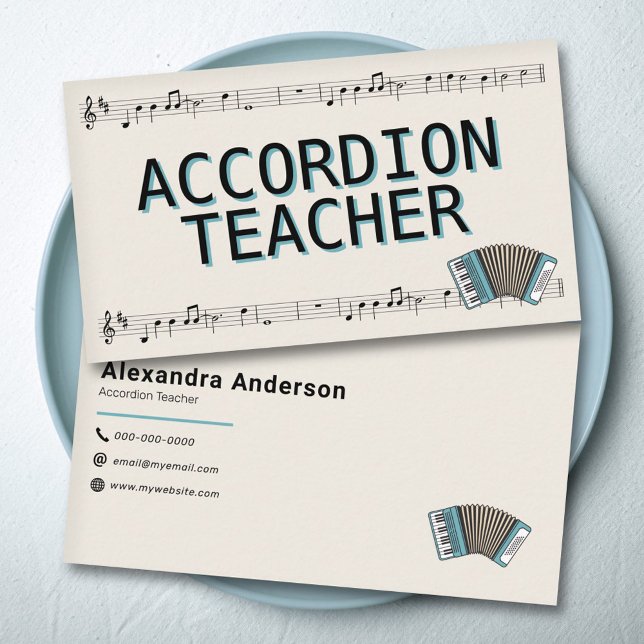 Lakan Music - Accordion Teacher Visitkort (Sheet Music - Accordion Teacher Business Card)