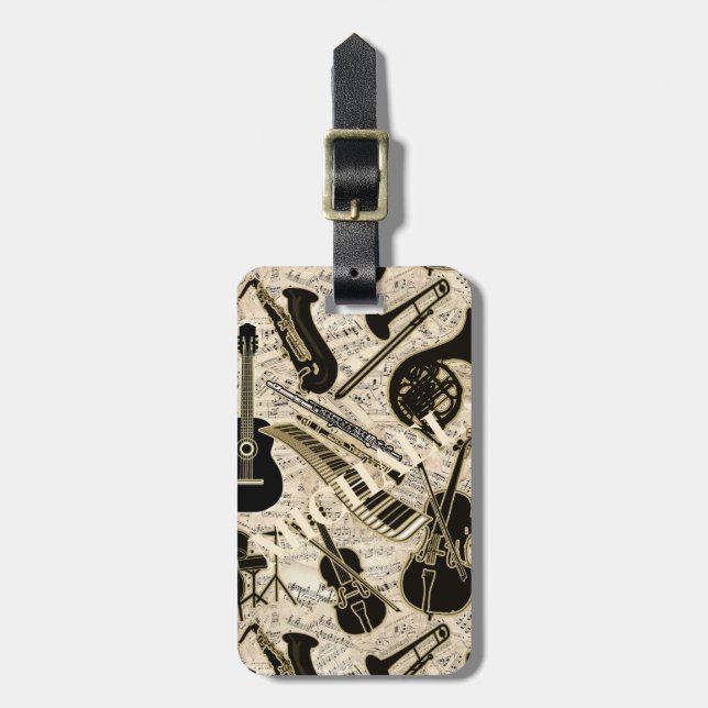 Lakan Music and Instruments Black/Guld ID481 Bagagebricka (Vertikal Framsida)