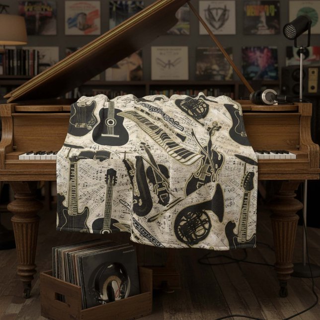 Lakan Music and Instruments Black/Guld ID481 Fleecefilt (Skapare uppladdad)