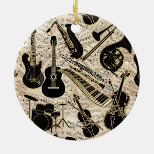 Lakan Music and Instruments Black/Guld ID481 Julgransprydnad Keramik