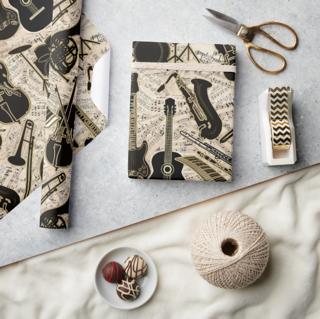 Lakan Music and Instruments Black/Guld ID481 Presentpapper (Hantverk)