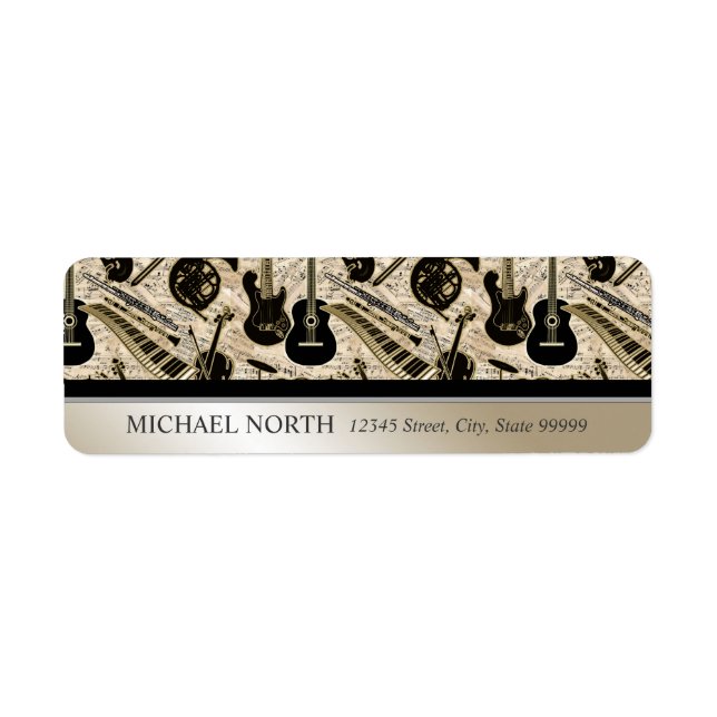 Lakan Music and Instruments Black/Guld Returadress Etikett (Framsidan)