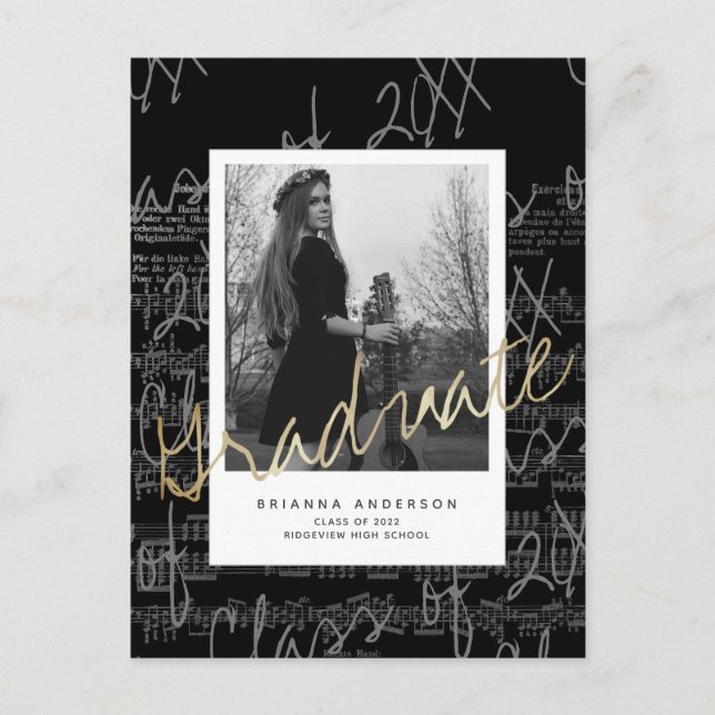 Lakan Music Black Photo Studenten-meddelande Meddelande Vykort (Framsida)