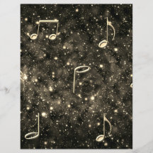 Lakan Music Collage Guld Black Scrapbooking Papper