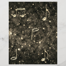 Lakan Music Collage Guld Black Scrapbooking Papper