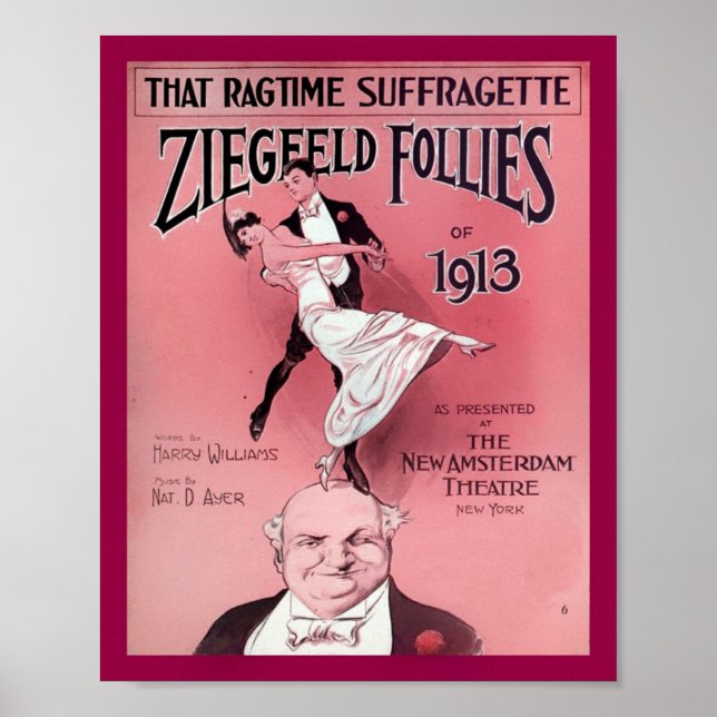 Lakan Music Cover Copy 1910 med Ragtime Suffragett Poster (Framsidan)
