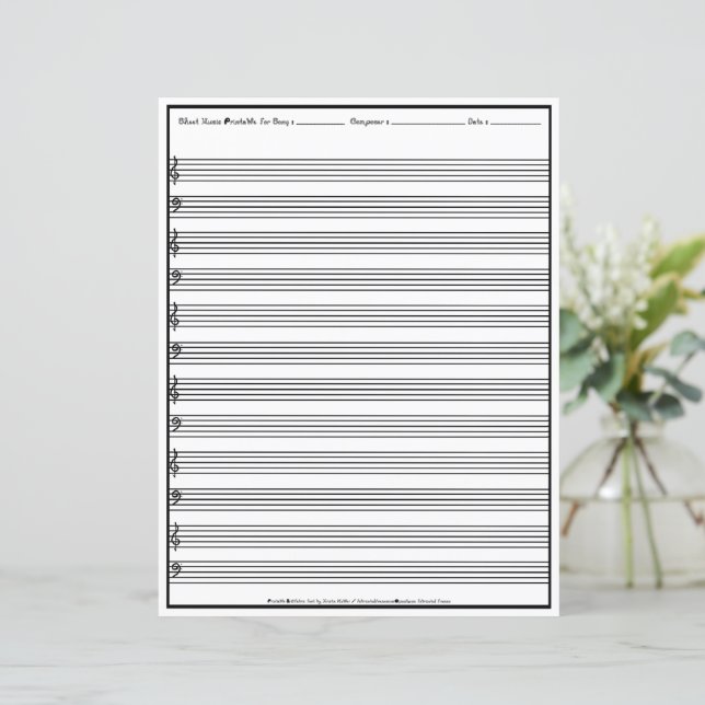 Lakan Music Manuscript Personal Line Clef Papprare (Stående Fram)