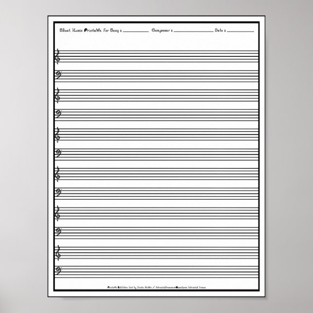 Lakan Music Manuscript Personal Line Clef Poster (Framsidan)