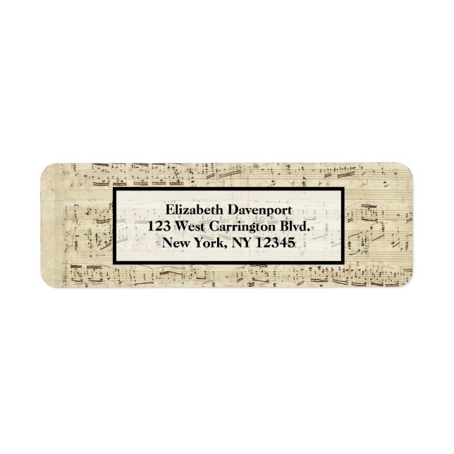 Lakan Music on Parchment Handskriftlig i Bläck Returadress Etikett (Framsidan)