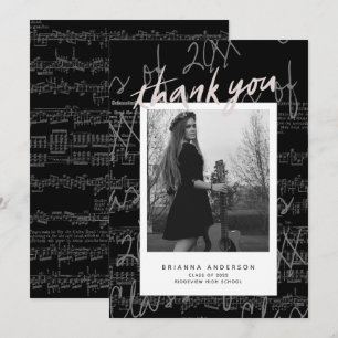 Lakan Music Script Blk Photo Studenten Tack Inbjudningar