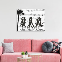 Lakan Music Silhouette Dancers Handflatan Träd Canvastryck
