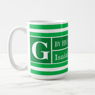 Läkande bibelvers grönrandig initial kaffemugg