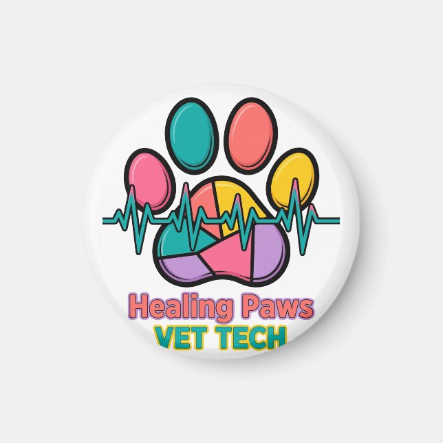 Läkande Tassar Veterinär Teknisk Magnet (Framsidan)