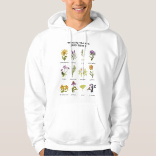 Läkande växter och örter Vild blomster Bohemsk trä Hoodie