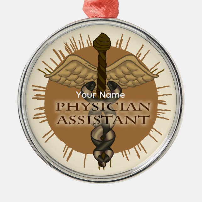 Läkarassistent Caduceus Julgransprydnad Metall (Framsidan)