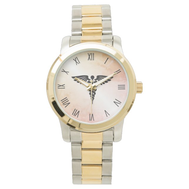 LäkarCaduceus Titta på Rustic Marble Armbandsur (Framsida)