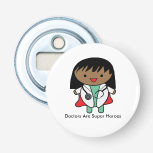 Läkare är Toppen Heroes Female Black Personalize Flasköppnare