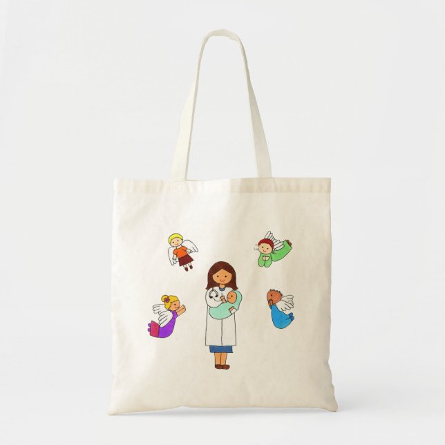 Läkare avrundat av Änglar Tote Bag Tygkasse (Framsidan)