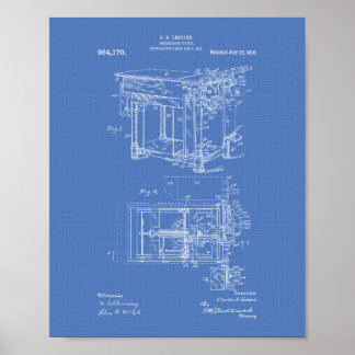 Läkare Bord 1910 Patent Art Blueprint Poster
