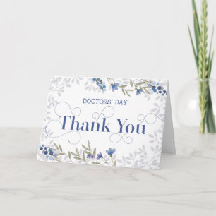 Läkare Day Card - Tack i Swirly Text Blue Kort