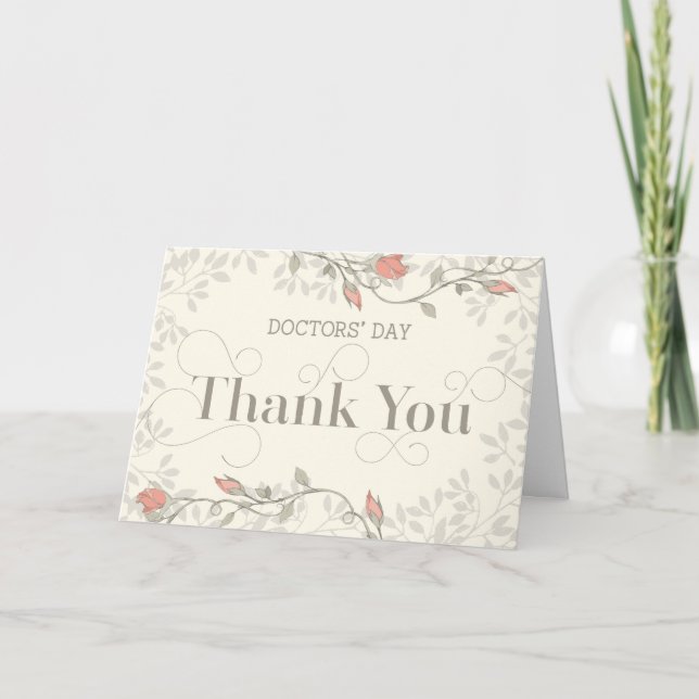 Läkare Day Card - Tack i Swirly Text Kort (Framsida)