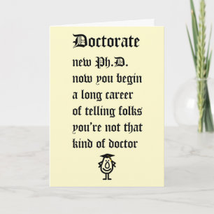 Läkare - en rolig dikt för den nya doktorsexamen. kort