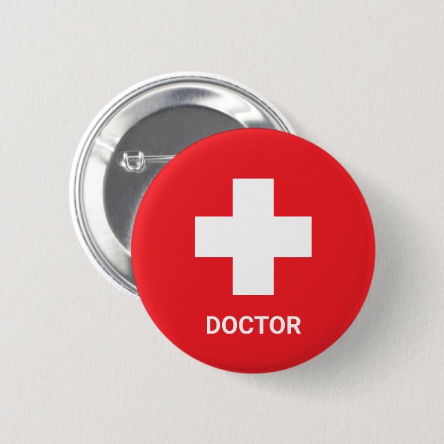 Läkare MEDIC & första hjälpen, Kors, Ambulans,  Knapp (Framsida & baksida)